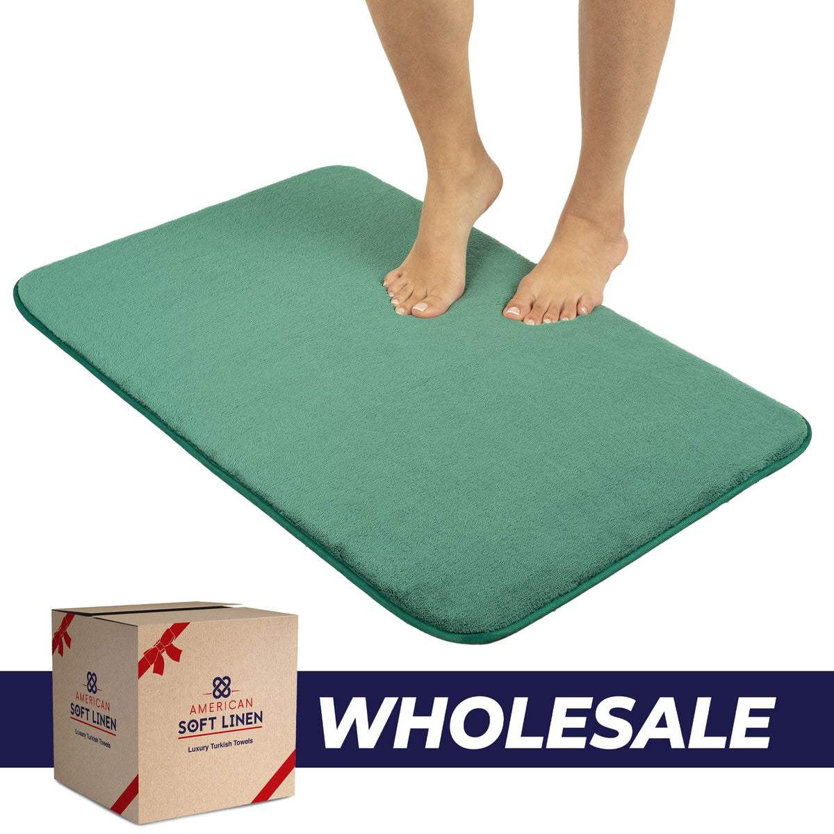 American Soft Linen Fluffy Foamed Bath Rug, 21x32 inches Bath Rugs for Bathroom, 100% Polyester Upper Fluffy Surface and Grip Enhanced Base - 18 Set Case Pack