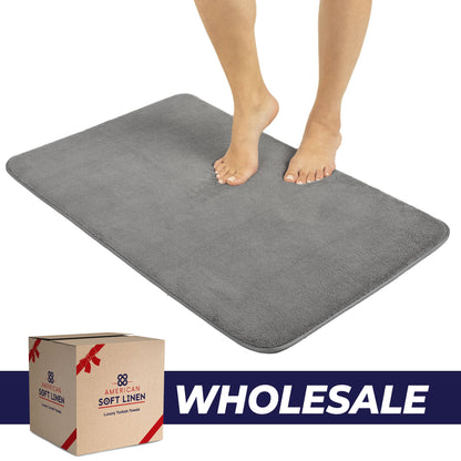 American Soft Linen Fluffy Foamed Bath Rug, 21x32 inches Bath Rugs for Bathroom, 100% Polyester Upper Fluffy Surface and Grip Enhanced Base - 18 Set Case Pack