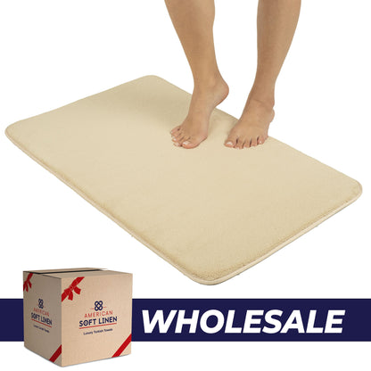 American Soft Linen Fluffy Foamed Bath Rug, 21x32 inches Bath Rugs for Bathroom, 100% Polyester Upper Fluffy Surface and Grip Enhanced Base - 18 Set Case Pack
