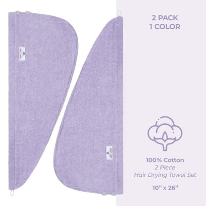 American Soft Linen 100% Cotton Hair Drying Towels for Women, 2 Pack Head Towel Cap - 75 Set Case Pack