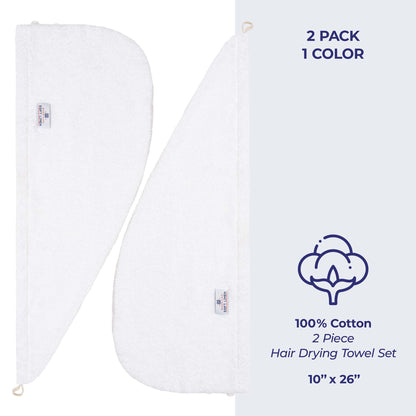 American Soft Linen 100% Cotton Hair Drying Towels for Women, 2 Pack Head Towel Cap - 75 Set Case Pack