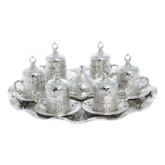 6-Person Coffee Set With Moon & Star Design - White - Acar catalog image