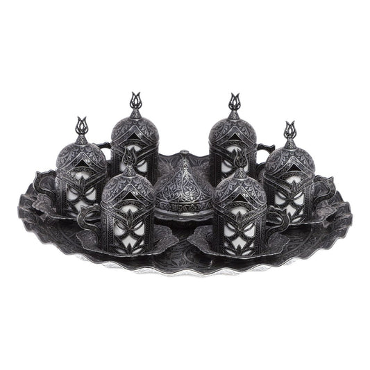 6-Person Coffee Set With Pearl Design - Tinned Finish - Acar catalog image