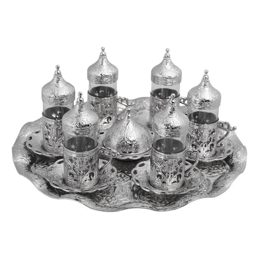 6-Person Water Glass Set With Tulip Design - White - Acar catalog image