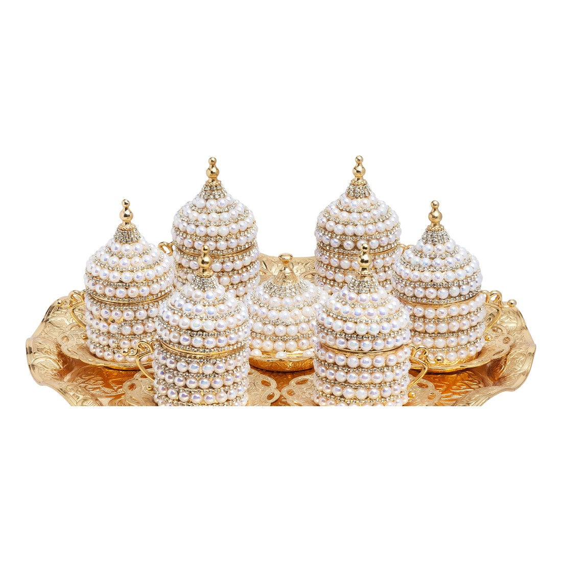 6-Person Coffee Gem-Style Set - Pearl-Style Series - Gold Tone - Acar catalog image