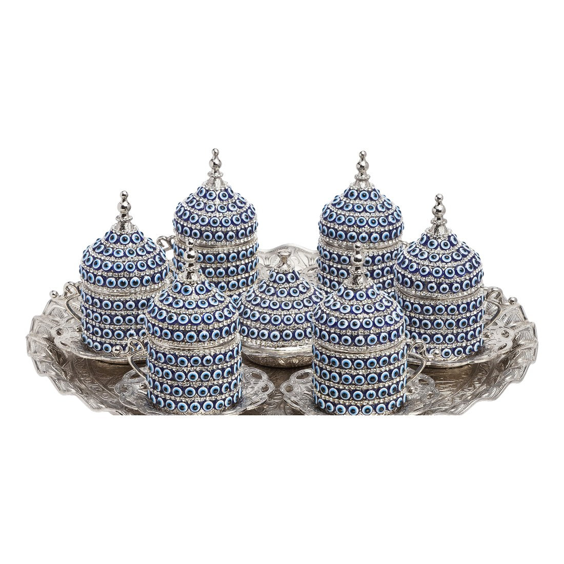 6-Person Coffee Gem-Style Set - Evil Eye Series - White - Acar catalog image