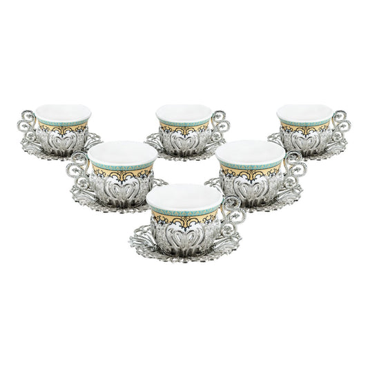 6-Person Coffee Presentation Set - Tulip Pattern 1 - White - Acar catalog image