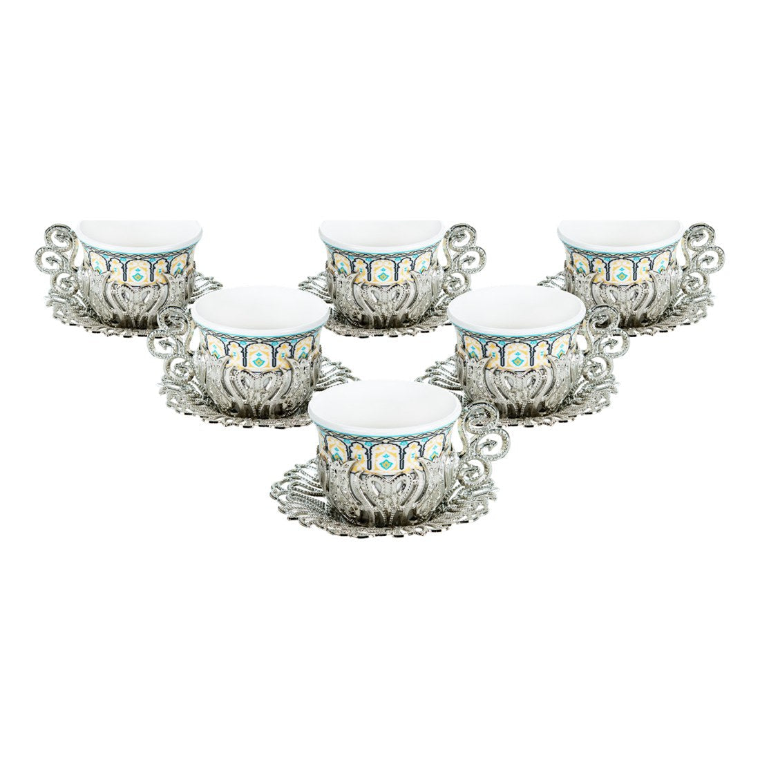 6-Person Coffee Presentation Set - Tulip Pattern 3 - White - Acar catalog image