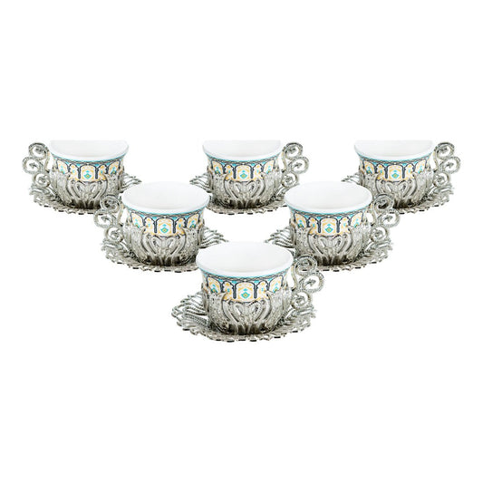 6-Person Coffee Presentation Set - Tulip Pattern 3 - White - Acar catalog image