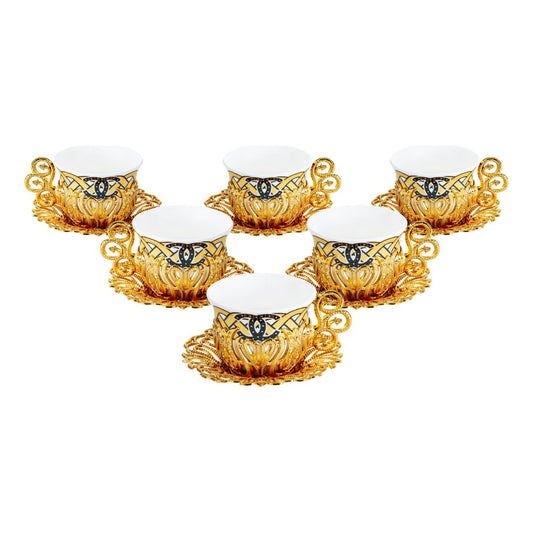 6-Person Coffee Presentation Set - Tulip Pattern 5 - Gold Tone - Acar catalog image