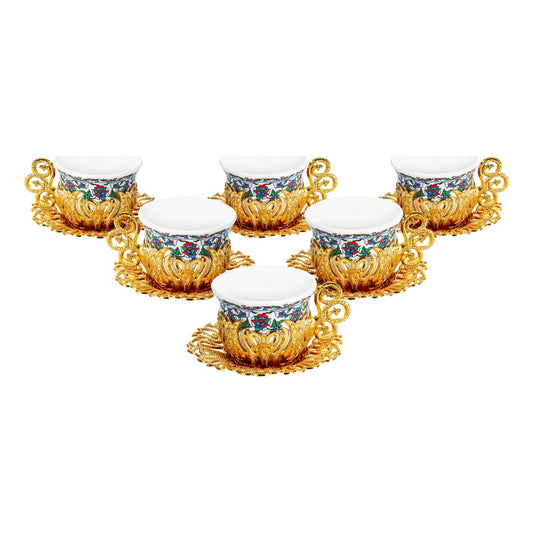 6-Person Coffee Presentation Set - Tulip Pattern 7 - Gold Tone - Acar catalog image