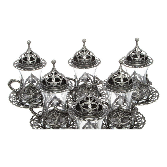 Tea Set With Hurrem Design - Tinned Finish - Without Tray - Acar catalog image