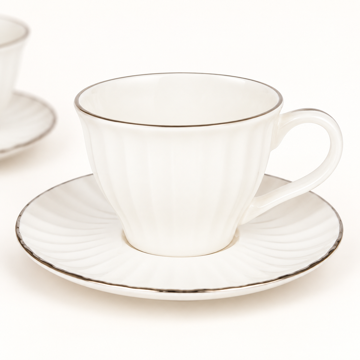 Acar SET820BE Charisma two-cup set with silver-tone rims — AI-assisted detail view