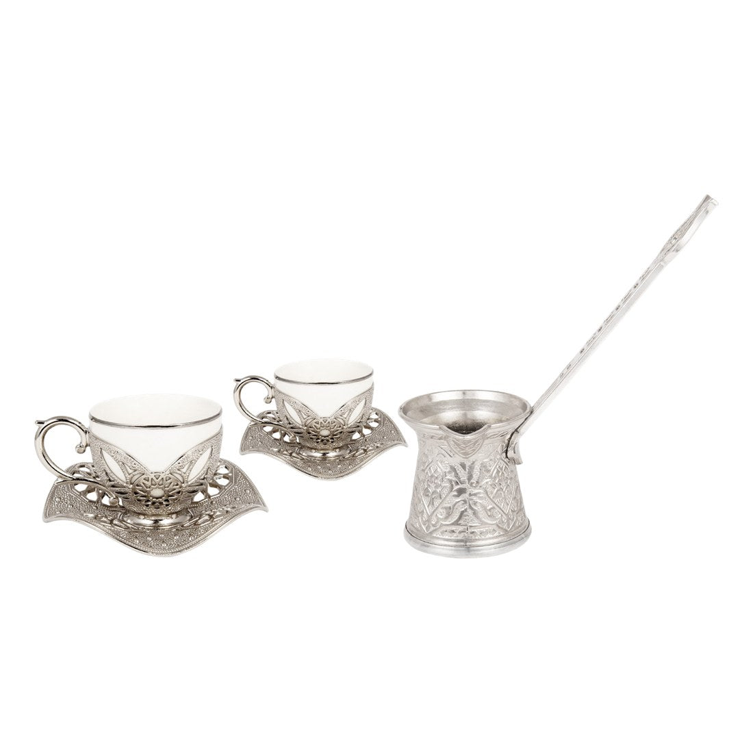 2-Person Presentation Set - Busra + Coffee Pot - Gilded - White - Acar catalog image