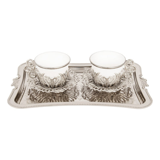 2-Person Presentation Set With Tray - Tulip - Gilded - White - Acar catalog image