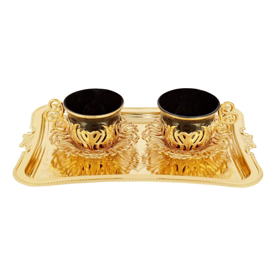 2-Person Presentation Set With Tray - Tulip - Black - Gold Tone - Acar catalog image