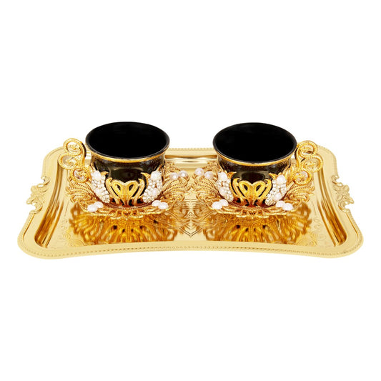 2-Person Presentation Set With Tray - Gem-Style - Black - Gold Tone - Acar catalog image