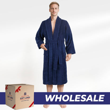 American Soft Linen Luxury Men’s Robe – 100% Cotton, Quick Dry, Turkish Bathrobe for Wholesale