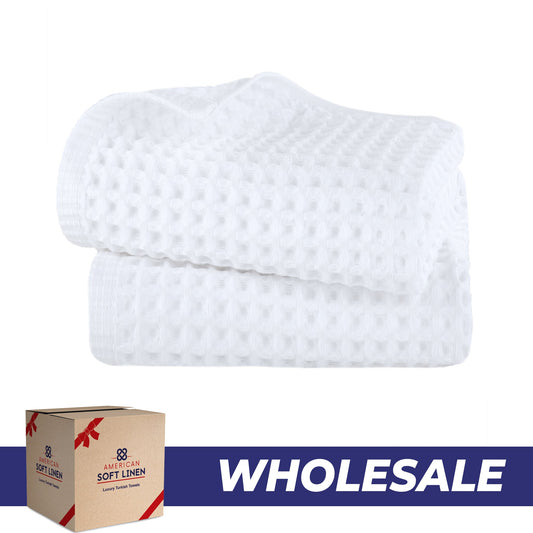 American Soft Linen 100% Cotton Waffle Hand Towels Set Wholesale – 60 Case