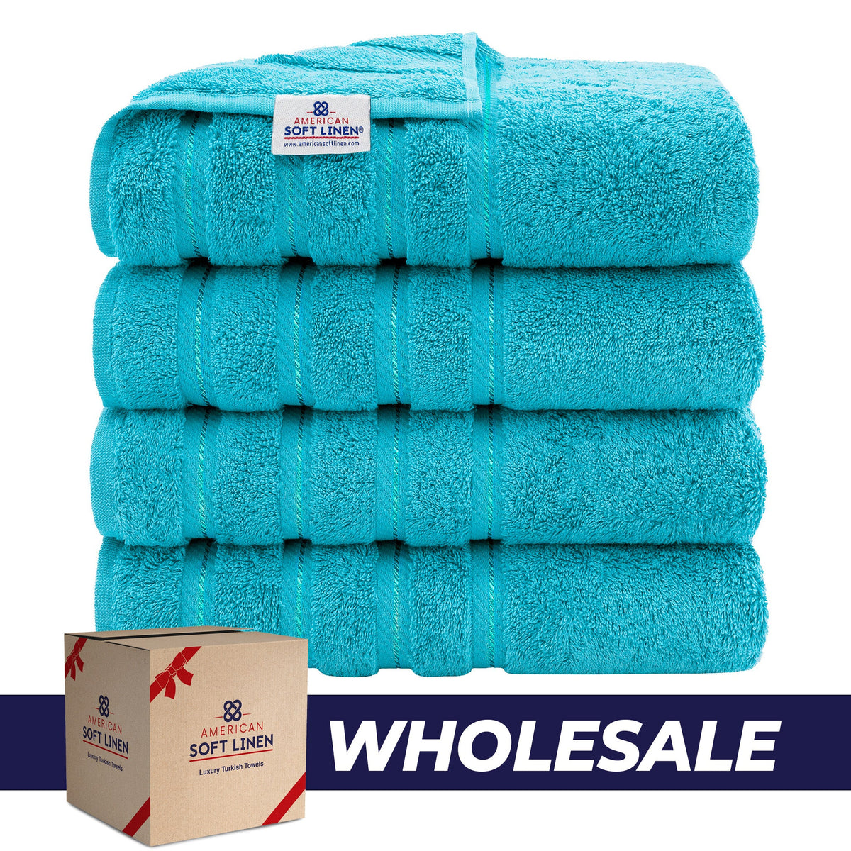4 Piece 100% Cotton Turkish Bath Towels - 8 Set Case Pack