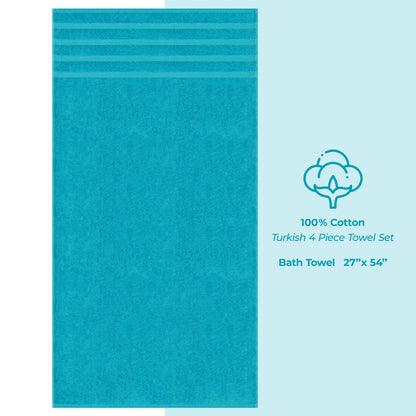4 Piece 100% Cotton Turkish Bath Towels - 8 Set Case Pack