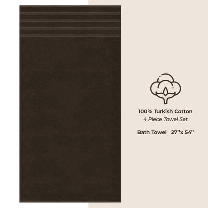4 Piece 100% Cotton Turkish Bath Towels - 8 Set Case Pack