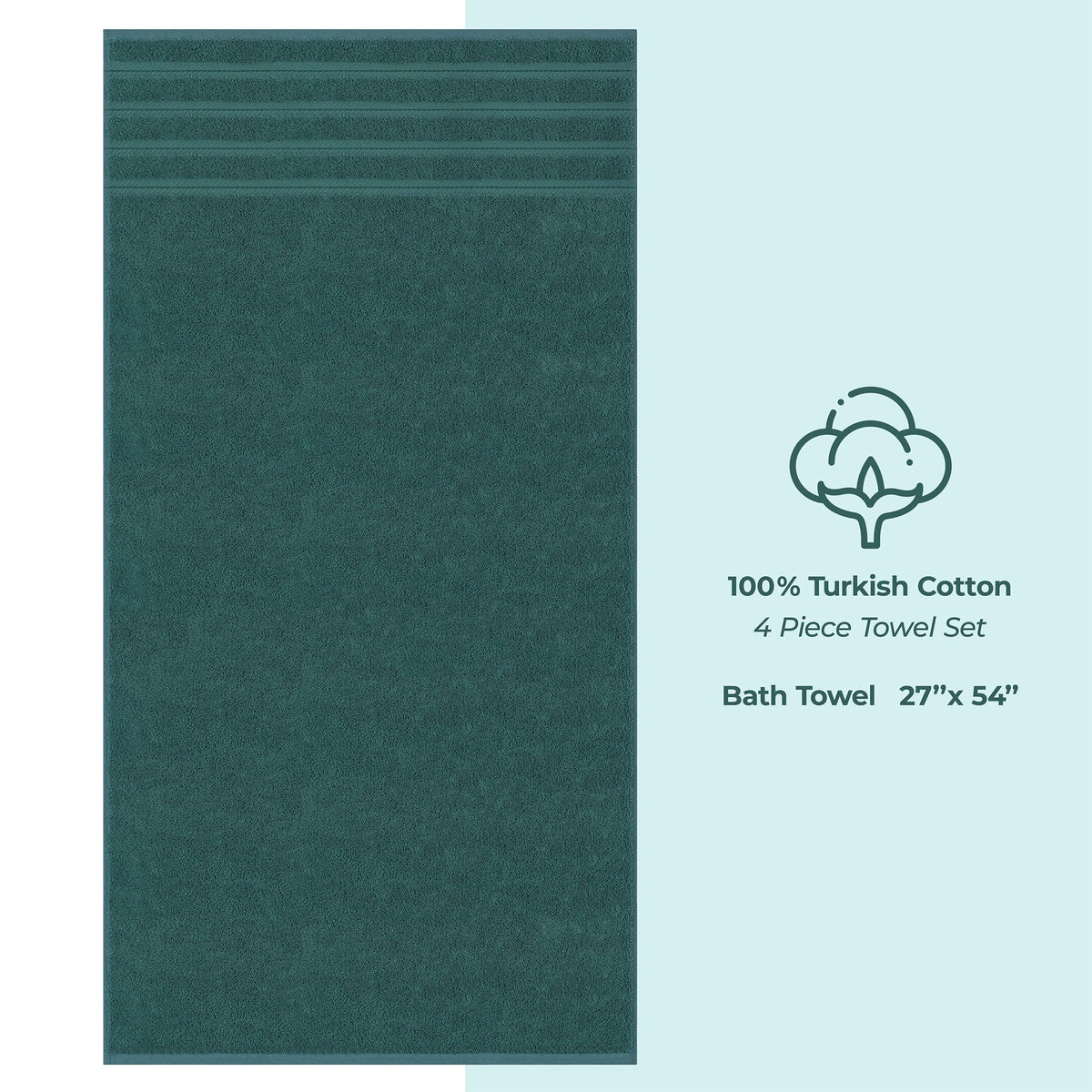4 Piece 100% Cotton Turkish Bath Towels - 8 Set Case Pack