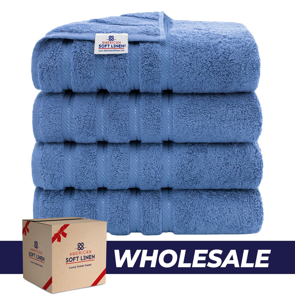 4 Piece 100% Cotton Turkish Bath Towels - 8 Set Case Pack