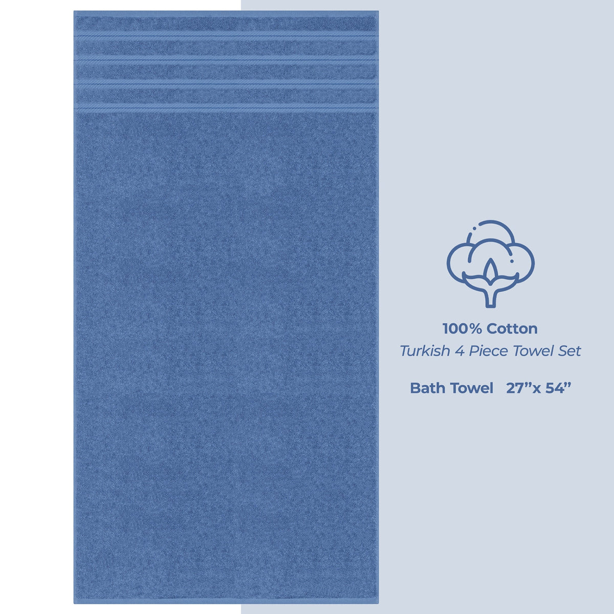 4 Piece 100% Cotton Turkish Bath Towels - 8 Set Case Pack