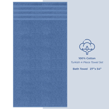 4 Piece 100% Cotton Turkish Bath Towels - 8 Set Case Pack