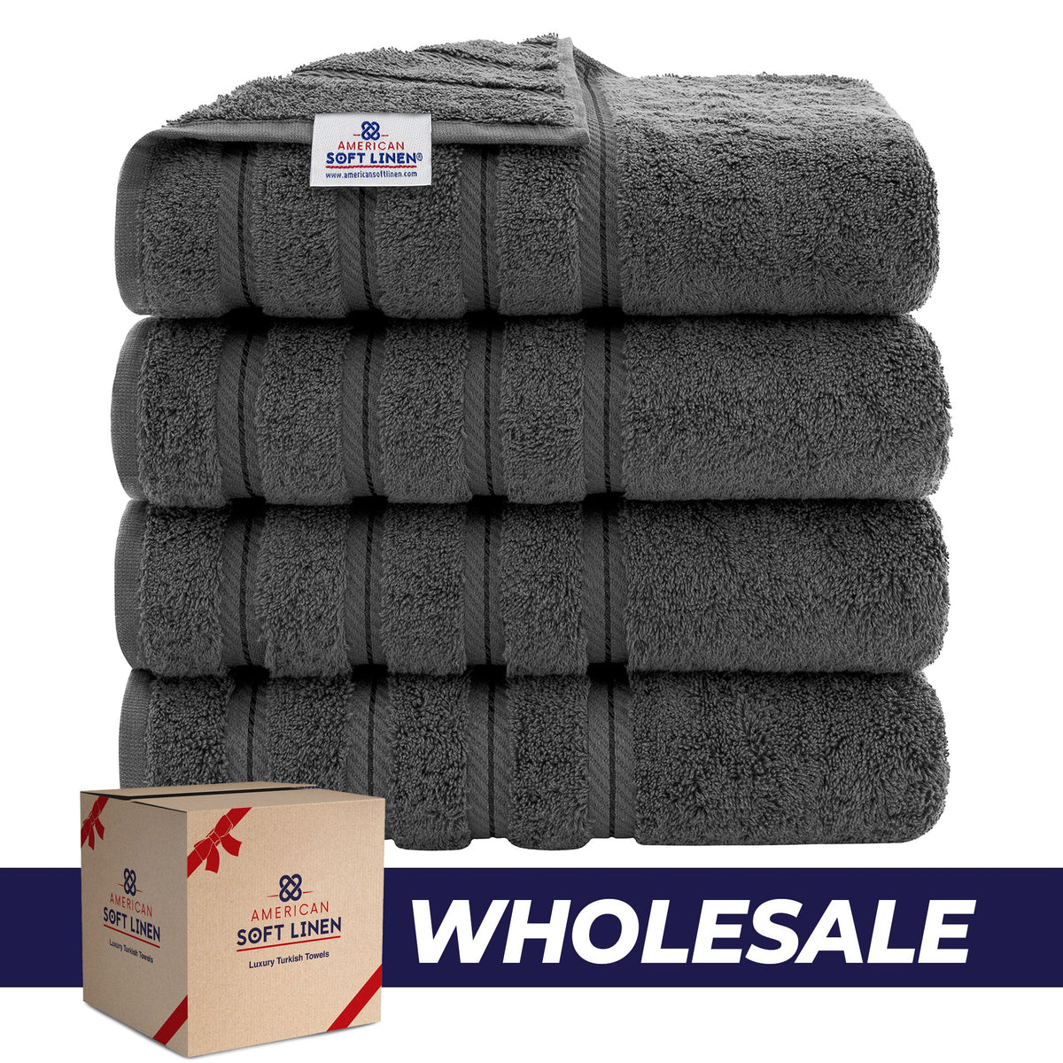4 Piece 100% Cotton Turkish Bath Towels - 8 Set Case Pack