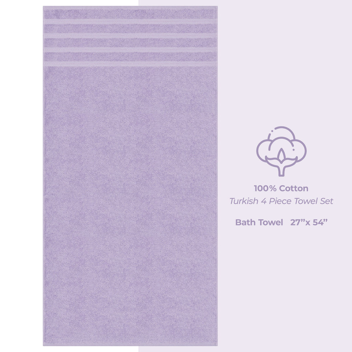 4 Piece 100% Cotton Turkish Bath Towels - 8 Set Case Pack