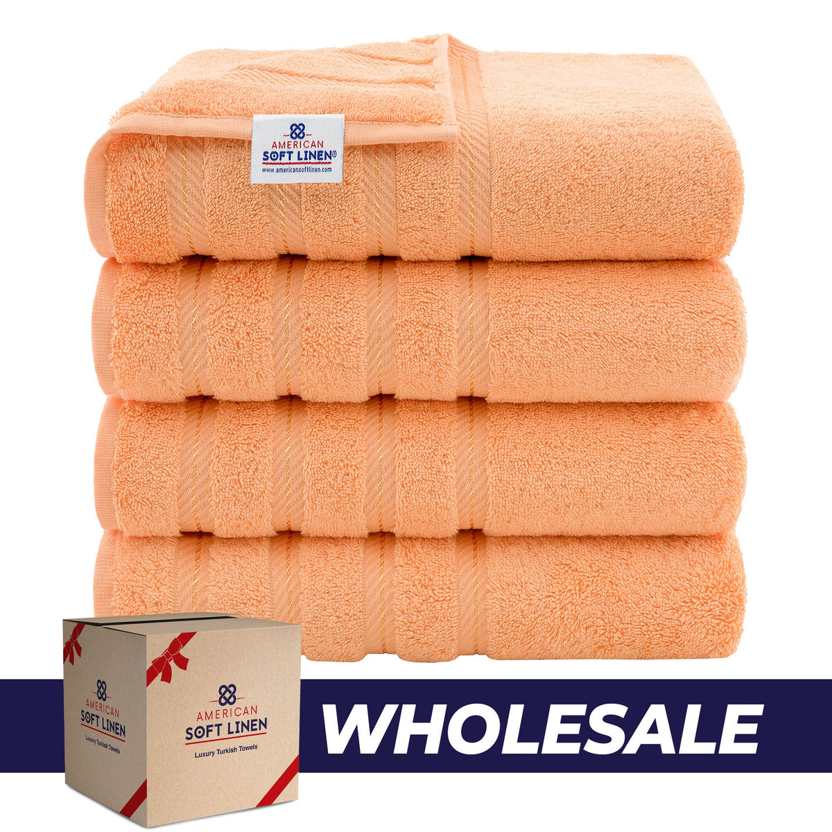4 Piece 100% Cotton Turkish Bath Towels - 8 Set Case Pack