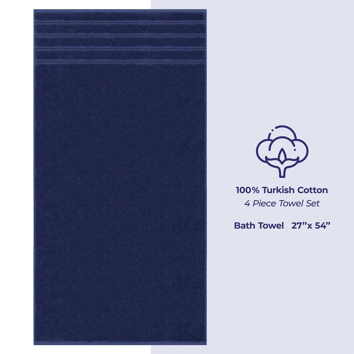 4 Piece 100% Cotton Turkish Bath Towels - 8 Set Case Pack