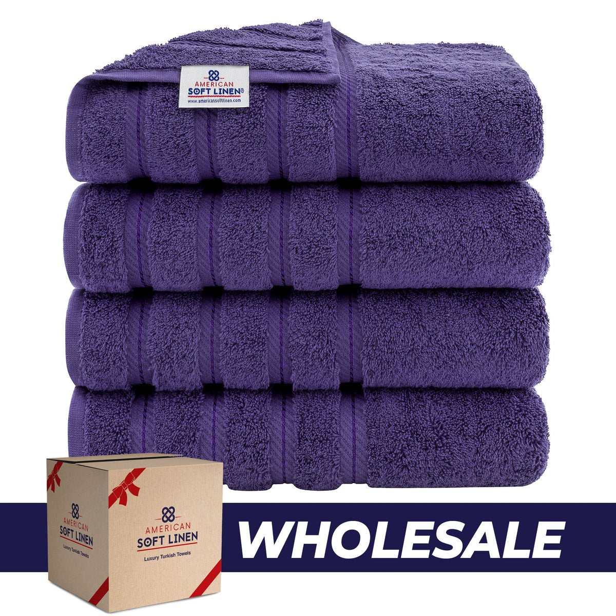 4 Piece 100% Cotton Turkish Bath Towels - 8 Set Case Pack