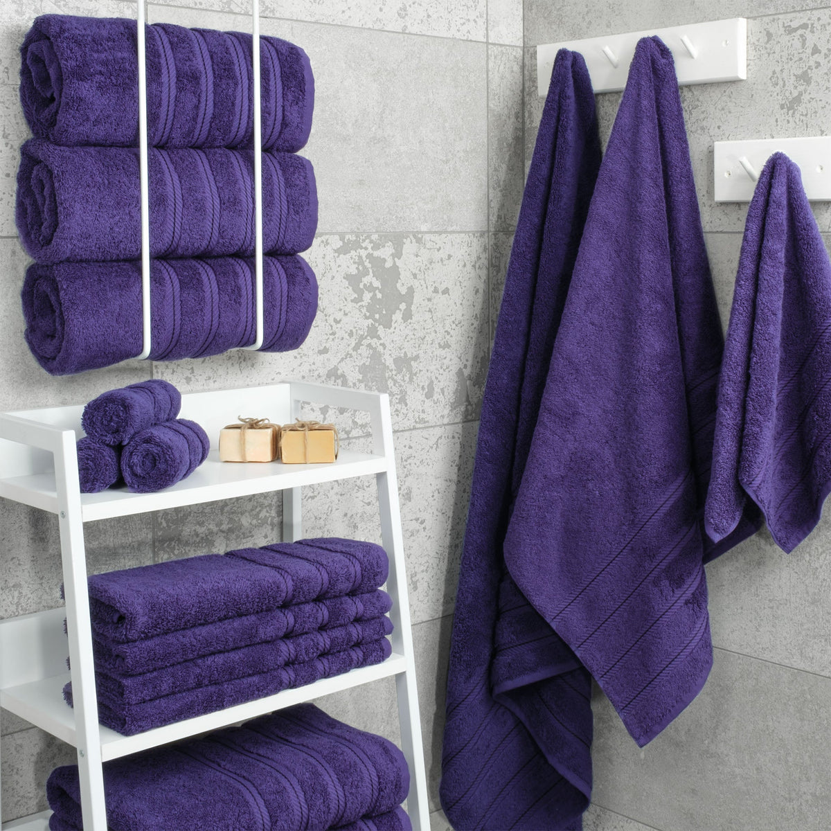 4 Piece 100% Cotton Turkish Bath Towels - 8 Set Case Pack
