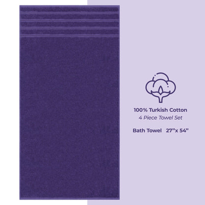 4 Piece 100% Cotton Turkish Bath Towels - 8 Set Case Pack