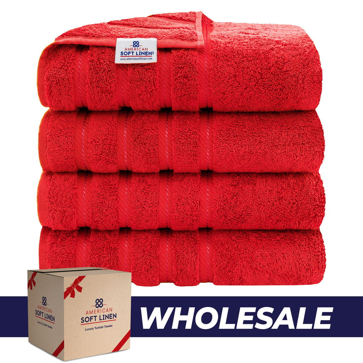 4 Piece 100% Cotton Turkish Bath Towels - 8 Set Case Pack