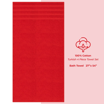 4 Piece 100% Cotton Turkish Bath Towels - 8 Set Case Pack
