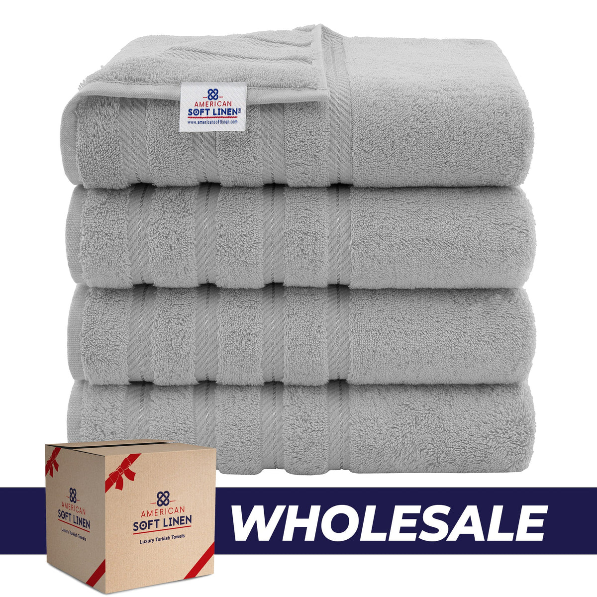 4 Piece 100% Cotton Turkish Bath Towels - 8 Set Case Pack