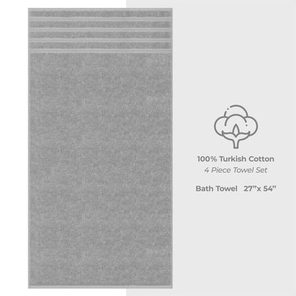 4 Piece 100% Cotton Turkish Bath Towels - 8 Set Case Pack