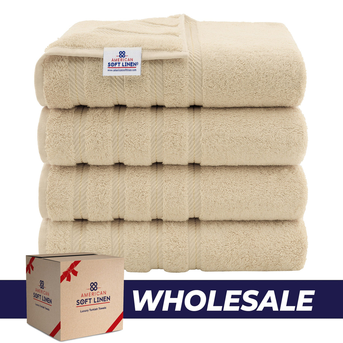 4 Piece 100% Cotton Turkish Bath Towels - 8 Set Case Pack
