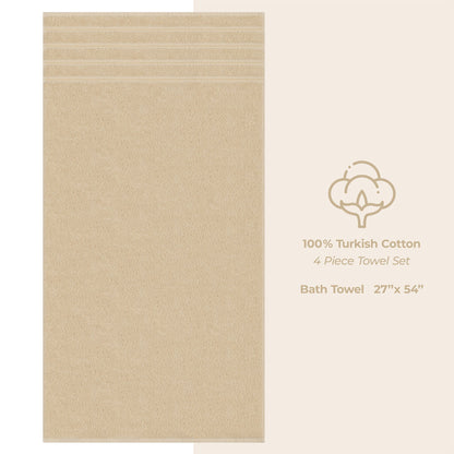 4 Piece 100% Cotton Turkish Bath Towels - 8 Set Case Pack