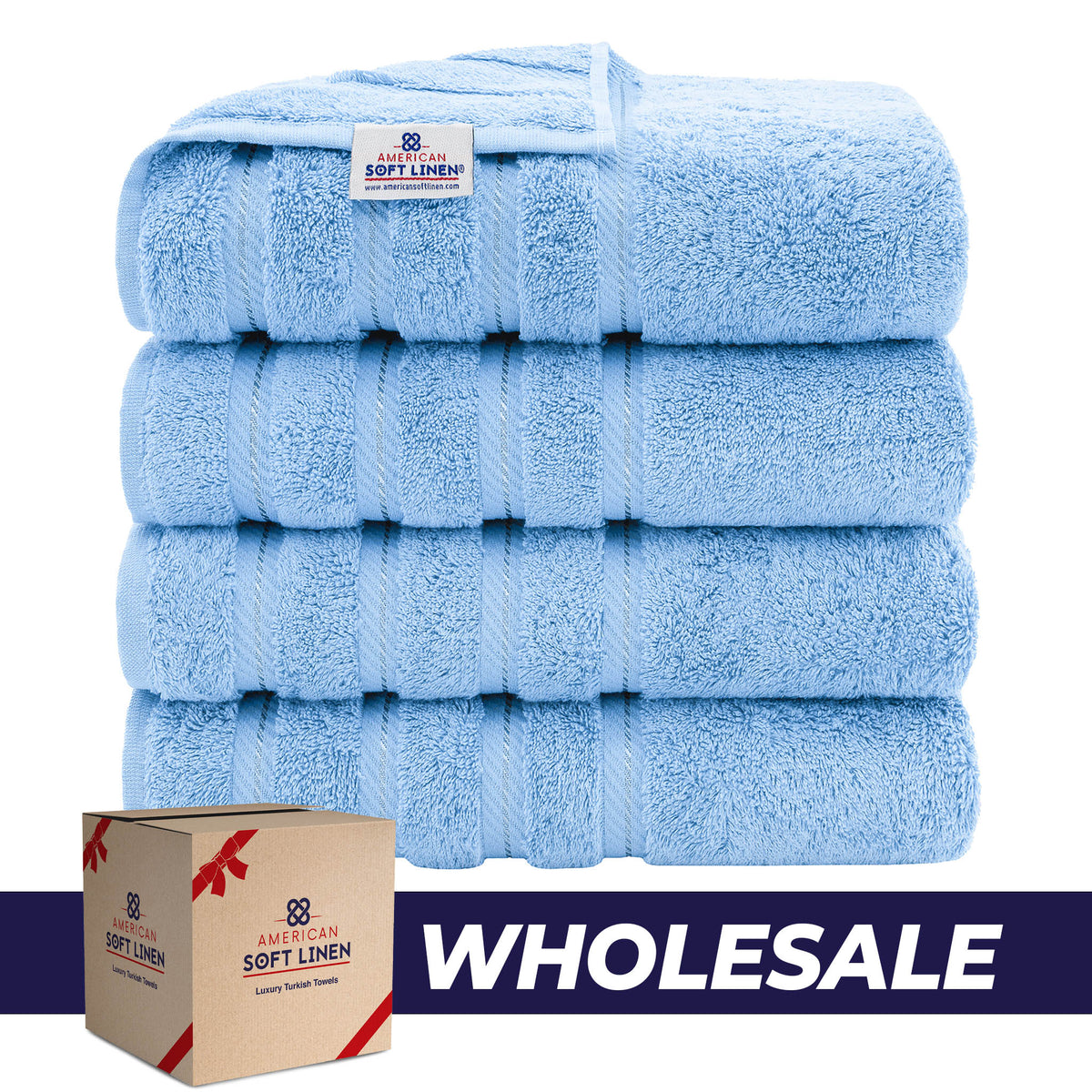 4 Piece 100% Cotton Turkish Bath Towels - 8 Set Case Pack