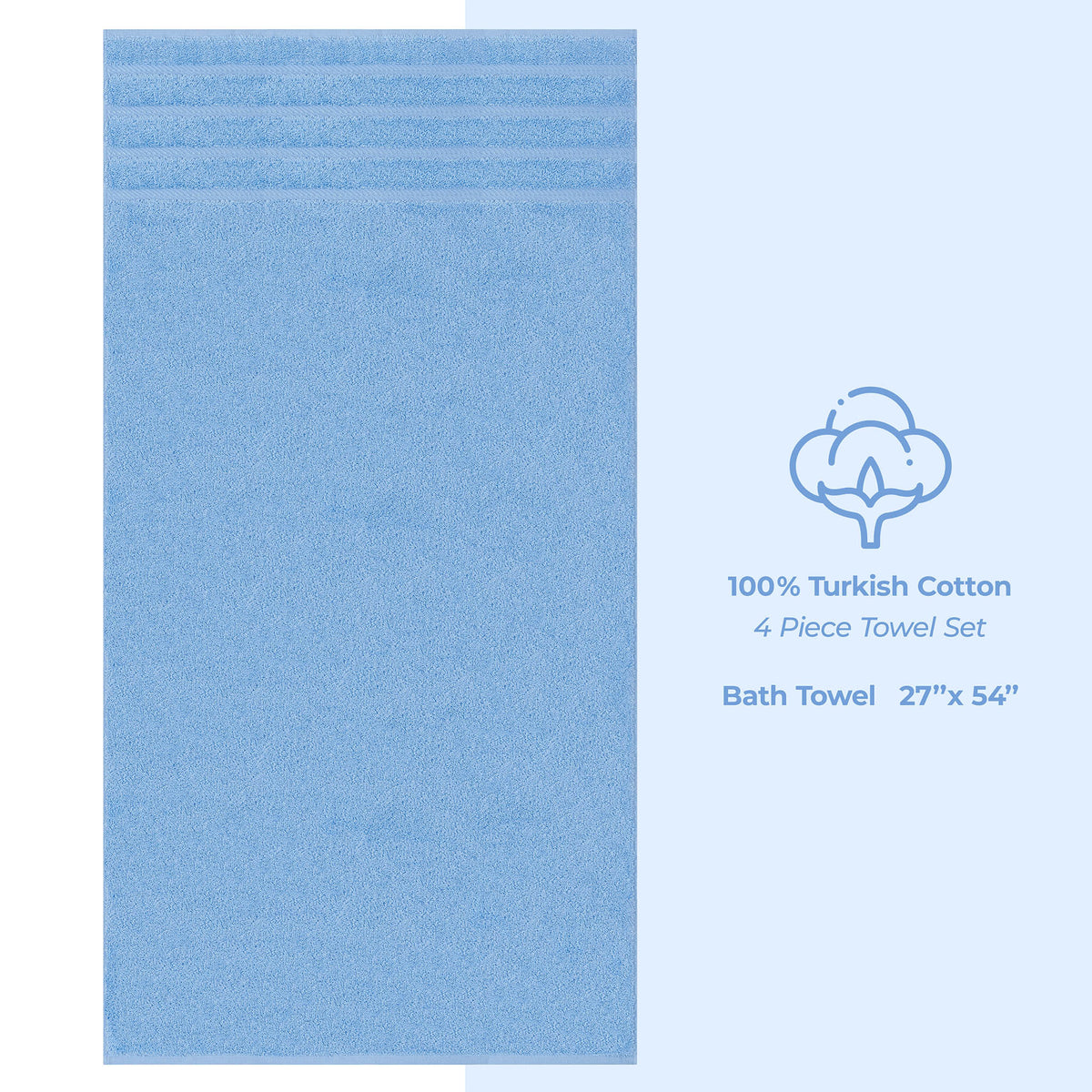 4 Piece 100% Cotton Turkish Bath Towels - 8 Set Case Pack