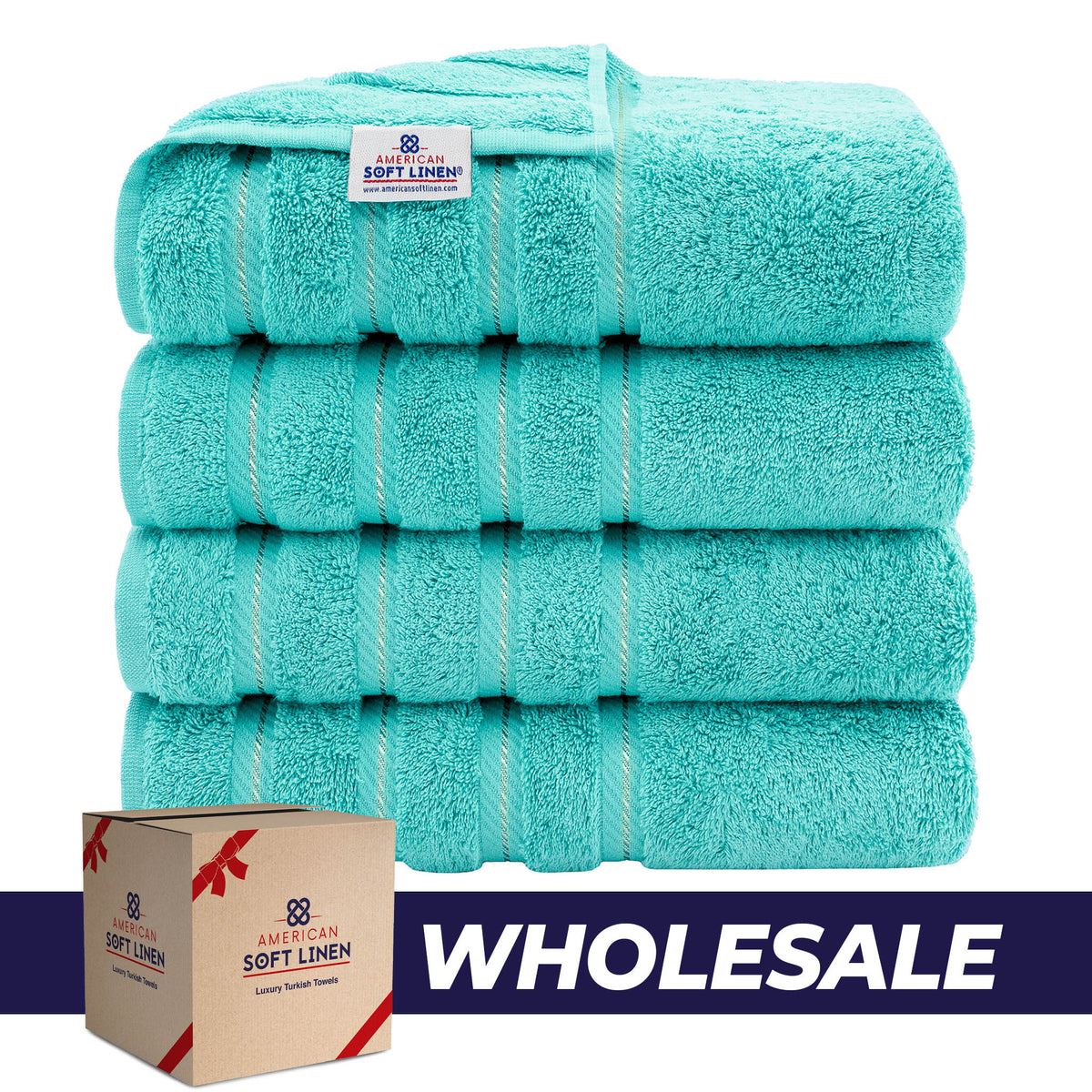 4 Piece 100% Cotton Turkish Bath Towels - 8 Set Case Pack