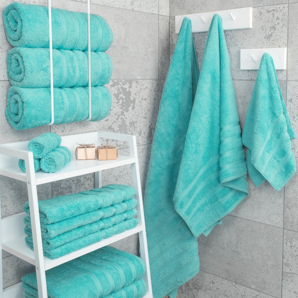 4 Piece 100% Cotton Turkish Bath Towels - 8 Set Case Pack