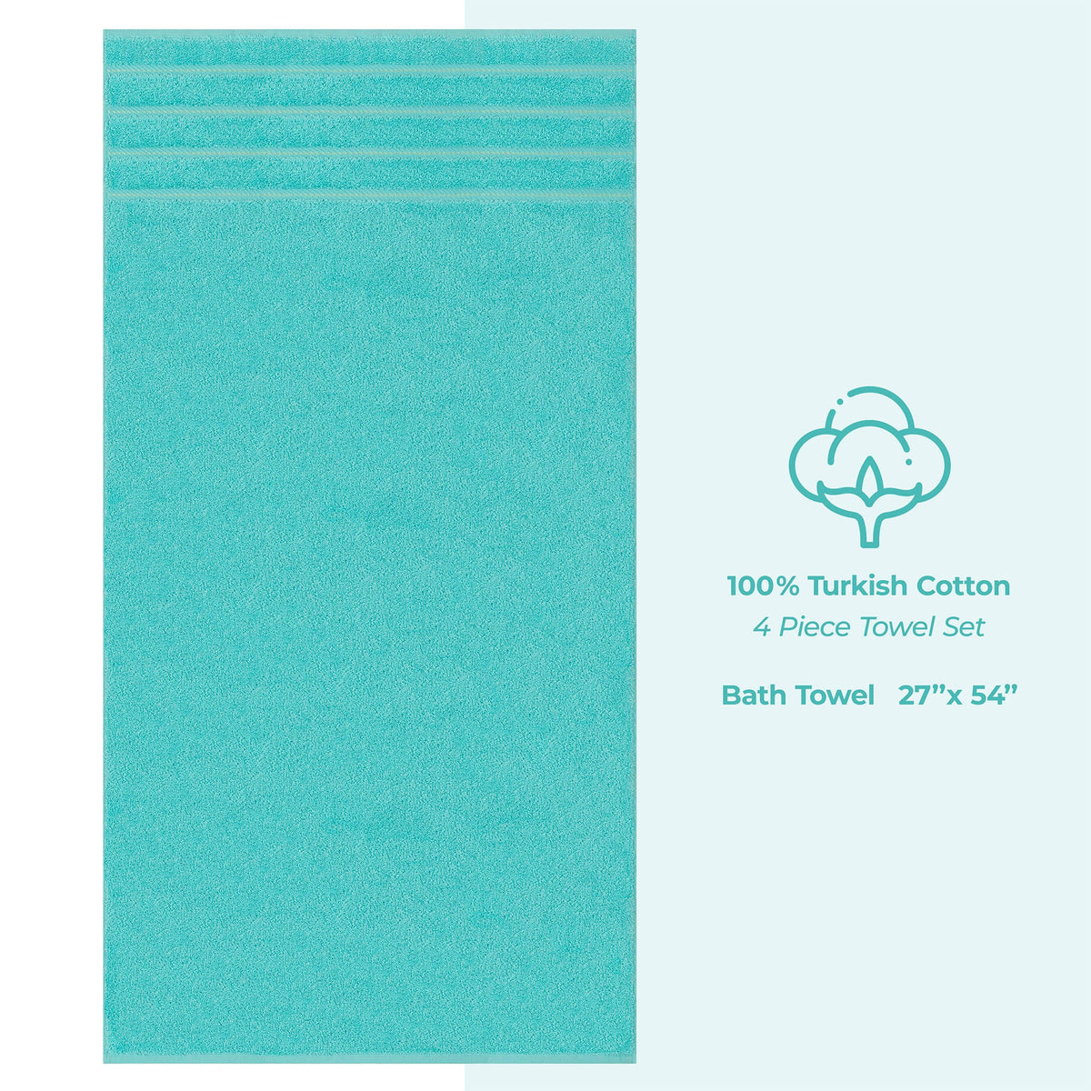 4 Piece 100% Cotton Turkish Bath Towels - 8 Set Case Pack