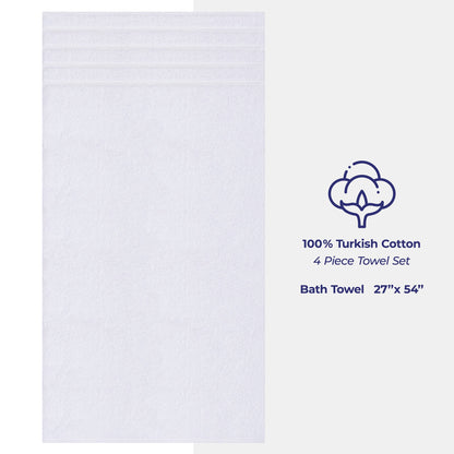 4 Piece 100% Cotton Turkish Bath Towels - 8 Set Case Pack