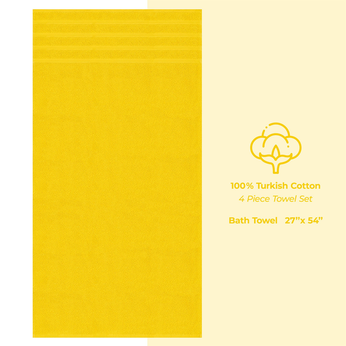 4 Piece 100% Cotton Turkish Bath Towels - 8 Set Case Pack